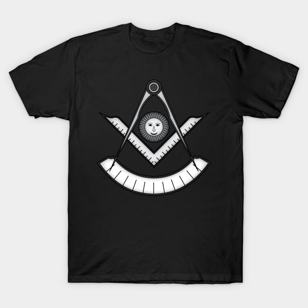 Compass, sun and protractor - Masonic symbol of Past Master for Blue Lodge Freemasonry T-Shirt by NxtArt